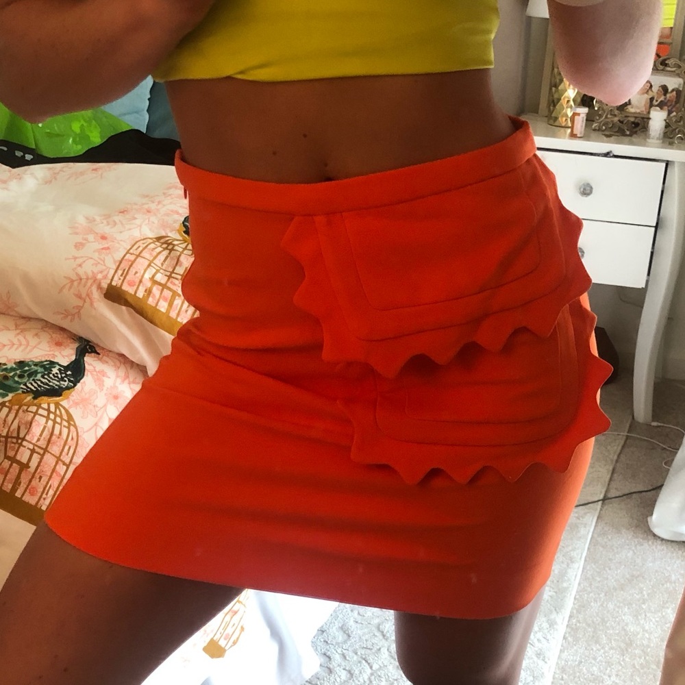 Funky Victoria Beckham Orange Straight Skirt